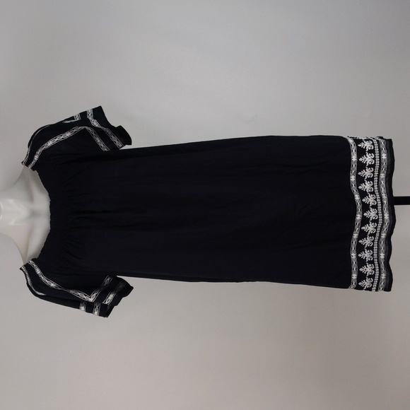 Jump Women's Dress Size 12 Black White Embroidered Shift Lined Short Sleeve NEW - Picture 2 of 10